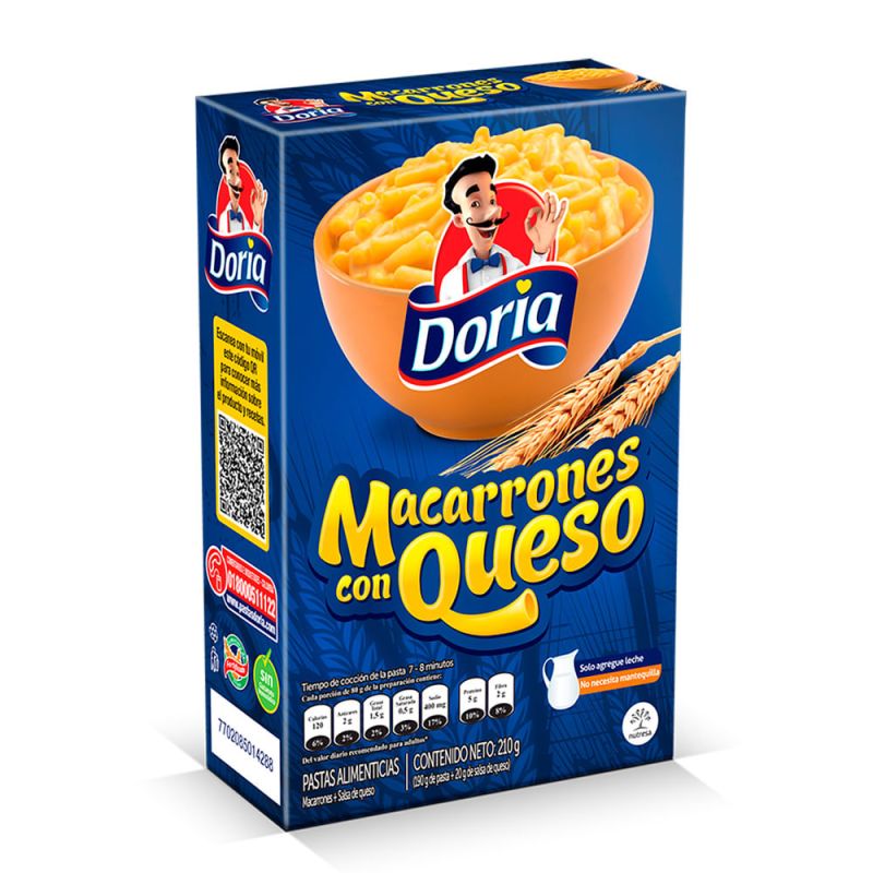 Macarrones con queso doria 210g