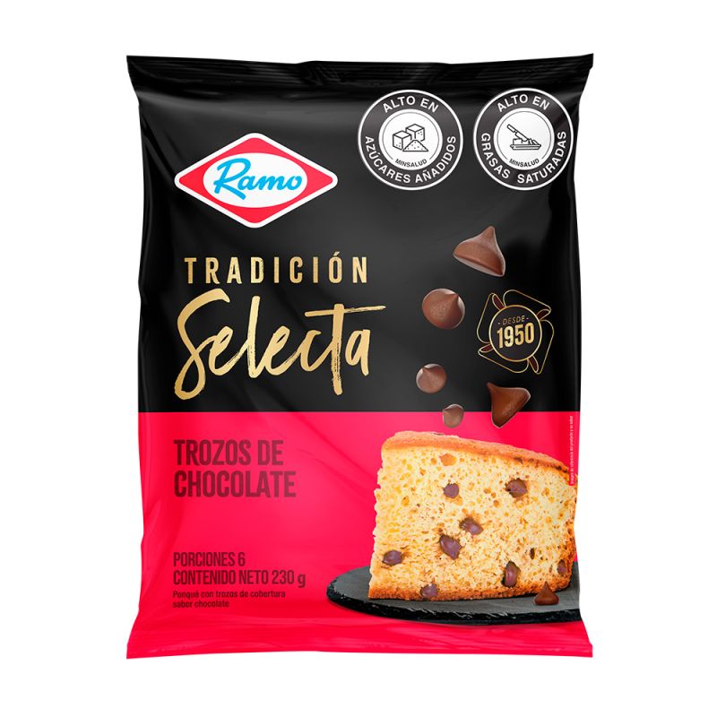Ponqué ramo tradicion selecta trozos de chocolate 230g