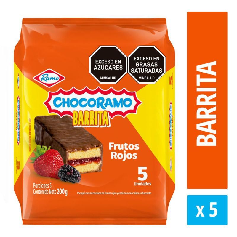 Barrita chocoramo  paquete x5 frutos rojos 