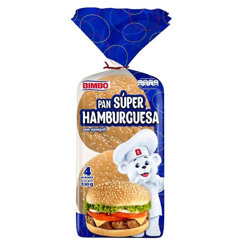 Pan super hamburguesa Bimbo con ajonjoli 350g x4
